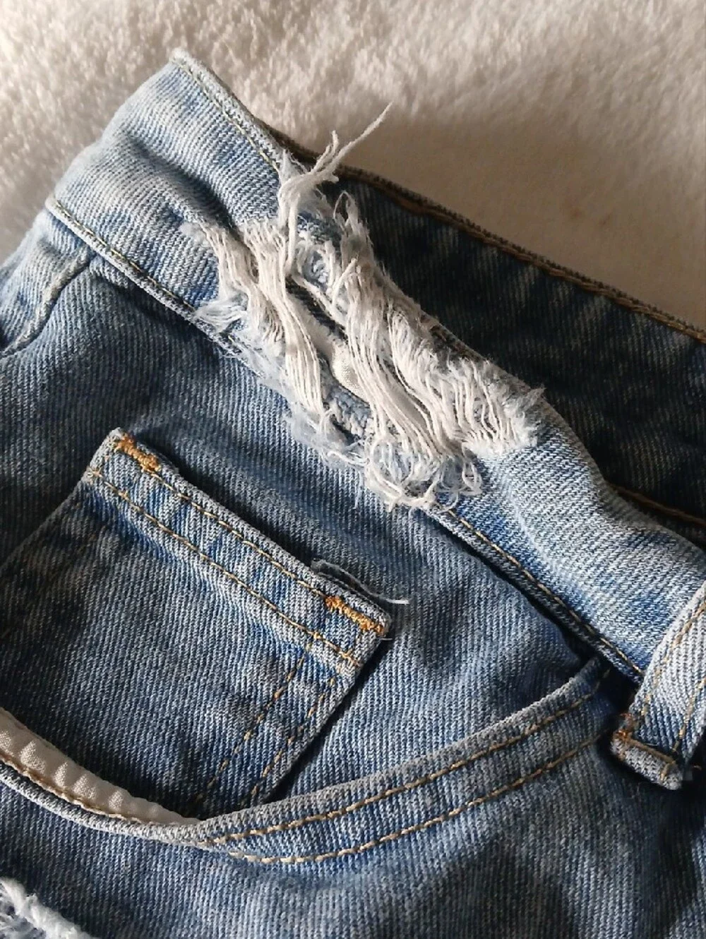 💥 SHEIN Light Blue 2XL Super Distressed Denim Jean Shorts - Picture 6 of 10